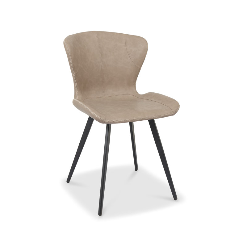 GARCIA UPHOLSTERED CHAIR - VINTAGE FAUX LEATHER - BLACK SAND POWDER COATED LEGS (PAIR), Olive