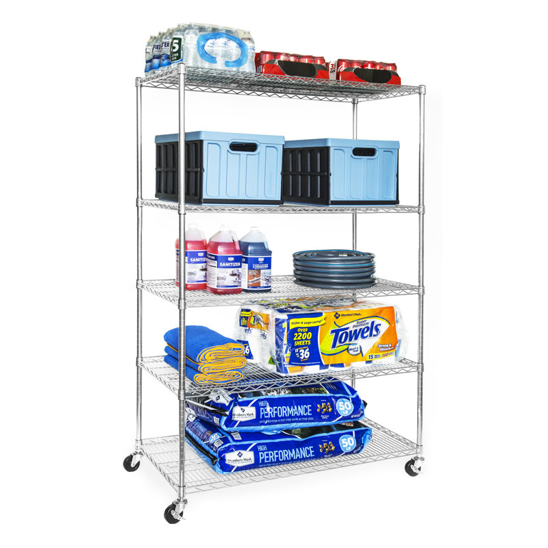 UltraDurable 5-Tier Chrome Steel Wire Shelving, 48" x 24" x 72"