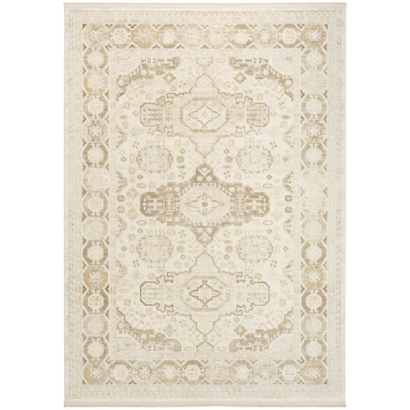Tapis d'intérieur ivoire beige Yenier 4 pi x 6 pi, Rectangle 4pi x 6 pi
