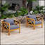 Ensemble de fauteuils club d'extérieur en bois d'acacia durable avec coussins confortables, parfaits pour le patio et la terrasse
