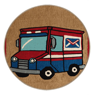 Machine Washable Transportation Brown Area Rug