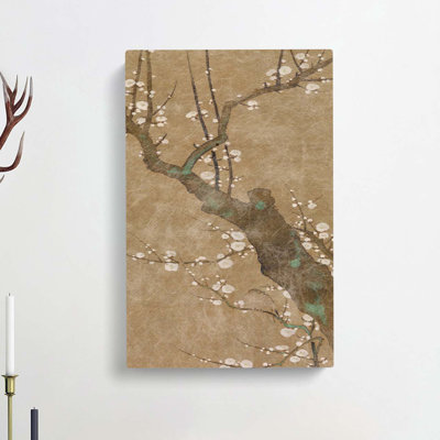 Warbler Bird In A Plum Tree by Sakai Hoitsu - Wrapped Canvas Painting