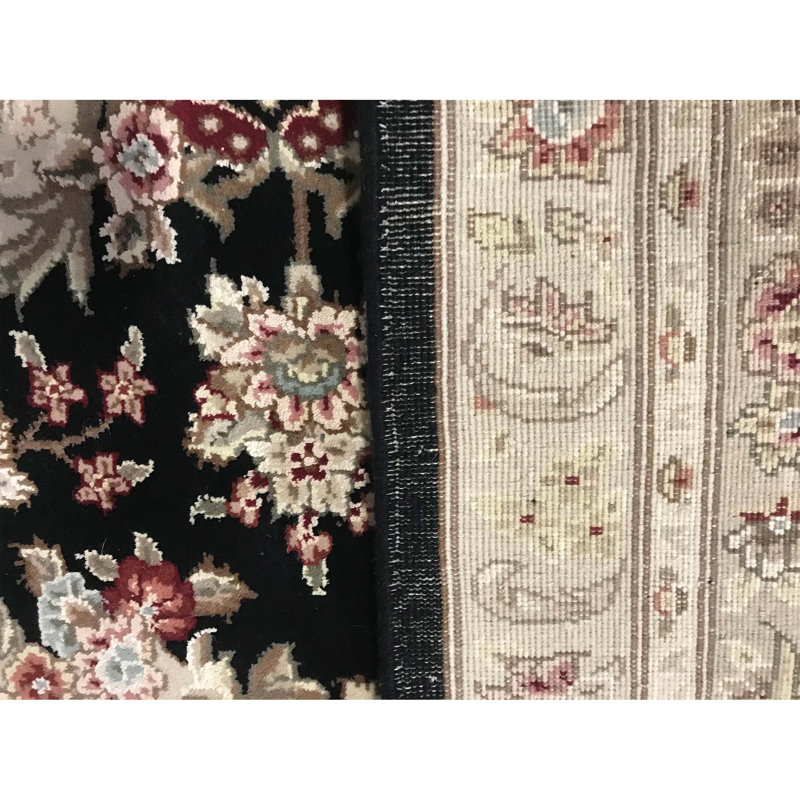 Hand-Knotted High-Quality Black and Taupe Area Rug
