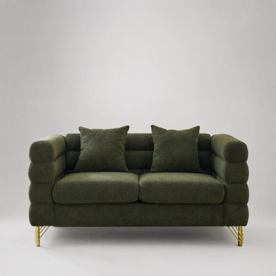 60-Inch Oversized 2 Seater Sectional Sofa with Deep Seating and Soft Cushions, Perfect for Living Room Comfort and Style