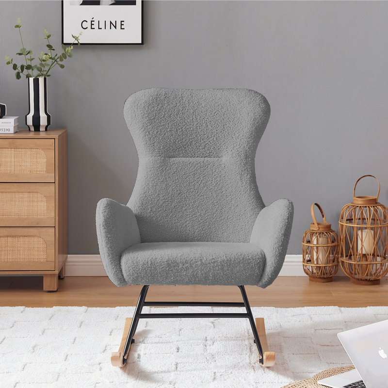 Chaise berçante en tissu GREY Teddy