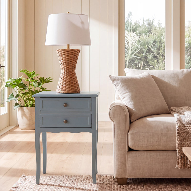 Bhavishya 18'' W Solid Wood Nightstand, Barn Blue