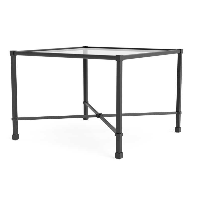 Venetian Outdoor Square Side Table, Textured Pewter