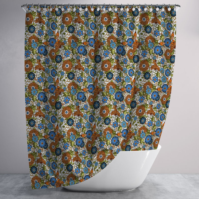 Rideau de douche Shareda, H 93 po x l 70 po, Motif floral abstrait