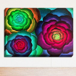 « joyeux fleurs iii » par jennifer baird, reproduction d’art sur toile tendue, H 16 po x l 20 po x P 1,5 po