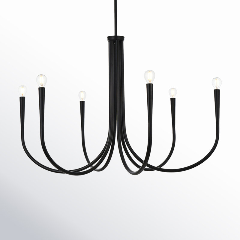 Catalena 6-Light Dimmable Iron Chandelier, Black, 24.5" H x 36" W x 36" D