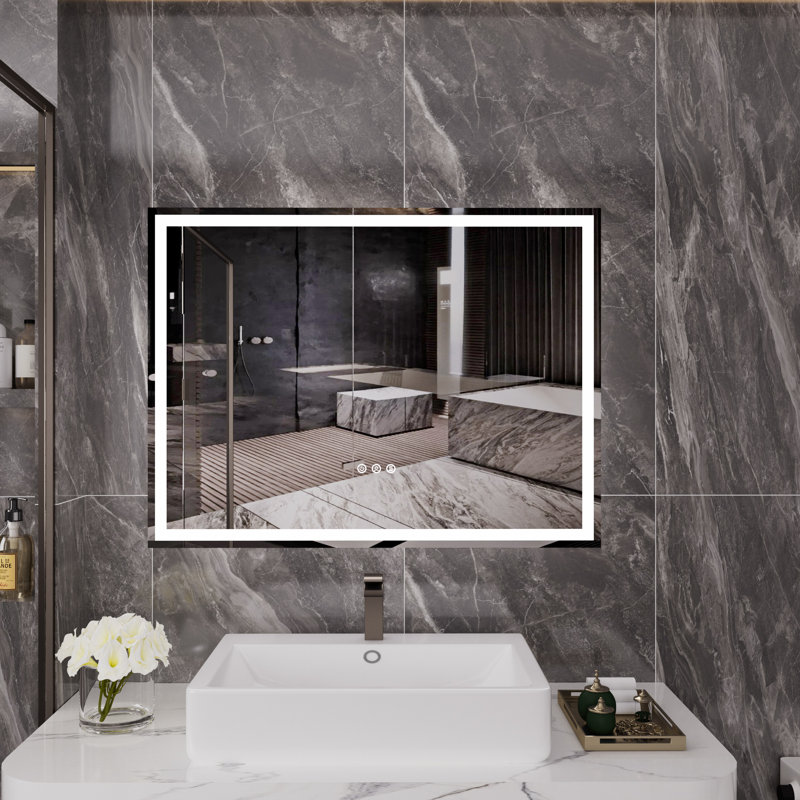 Rectangular Frameless LED Bathroom Vanity Mirror, 36" x 48"