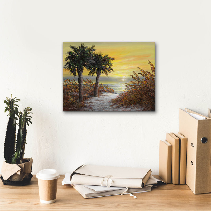 "Epic Graffiti" Sunset Path To The Beach "par Campbell Frost, art mural sur toile, 16 po x 12 po