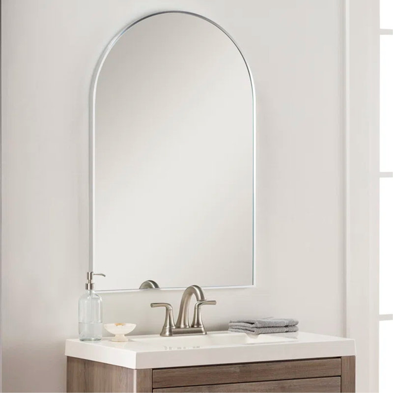Miroir arqué 24 po x 36 po pour salle de bain, Argent argent, 36 po x 24 po