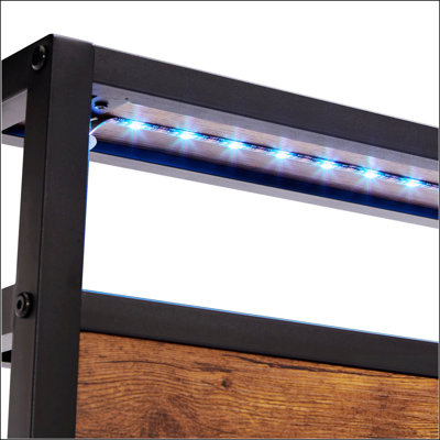 Structure de lit plateforme en métal avec tête de lit et pied de lit en bois avec USB