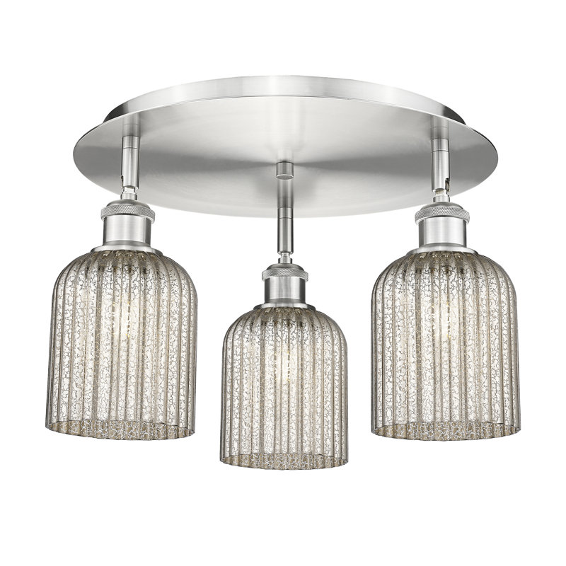 Ballston - Trig - 3 Light 17" Flush Mount, Mercury, Satin Nickel