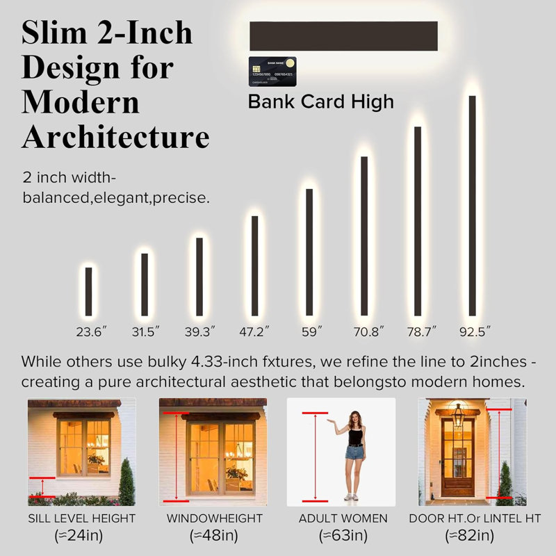 Modern Outdoor Wall Lamp, Modern Outdoor Wall Lamp, 23.6"
