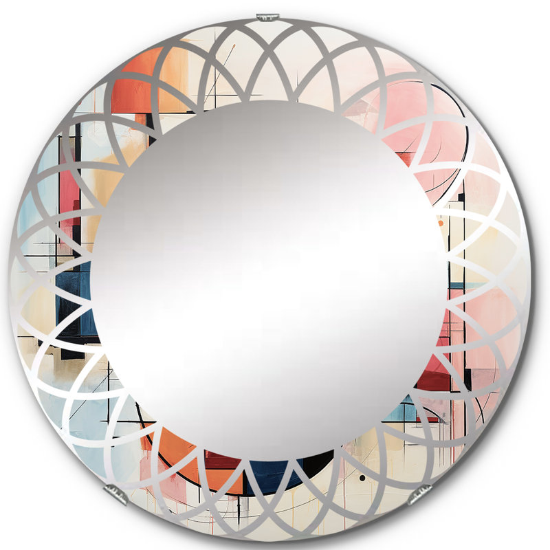 Centella - Miroir mural Mid-Century rond, 24 po x 24 po