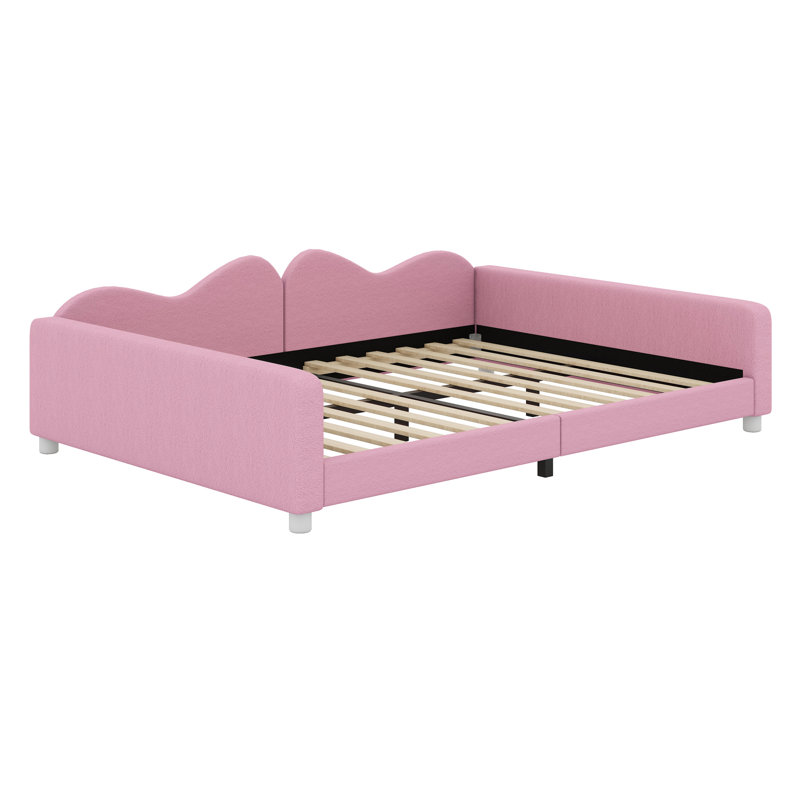 Lit de jour rembourré avec dossier en forme de nuage, Lit simple, Rose