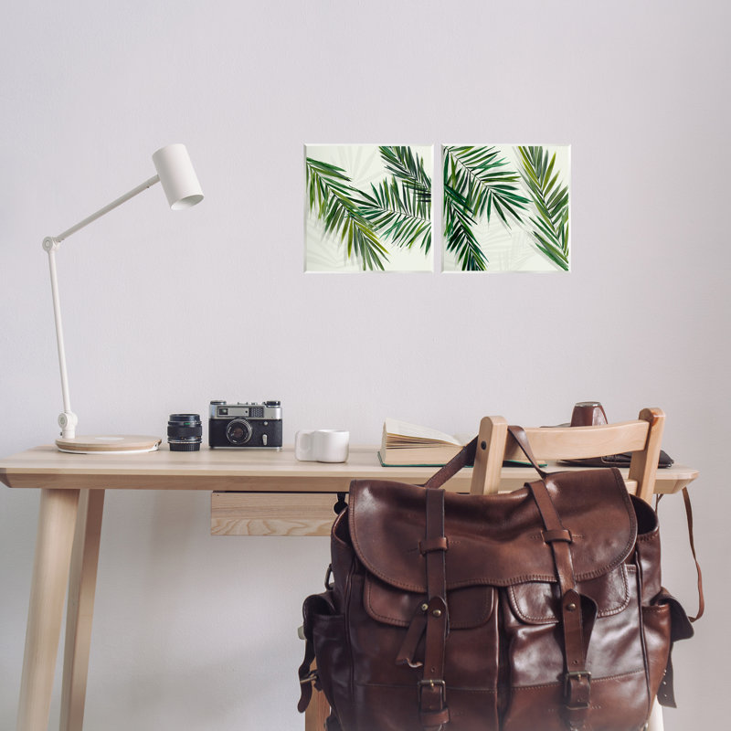  «Palm Fronds over Neutral», art mural sur bois par Hannah Dawson