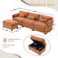 Canapé-lit modulaire surdimensionné de 112 po UNI US WIN pour le salon, canapé en L en chenille moderne, canapé-lit modulaire confortable avec repose-pieds à rangement mobile, support pour téléphone, port de charge USB-2017181430