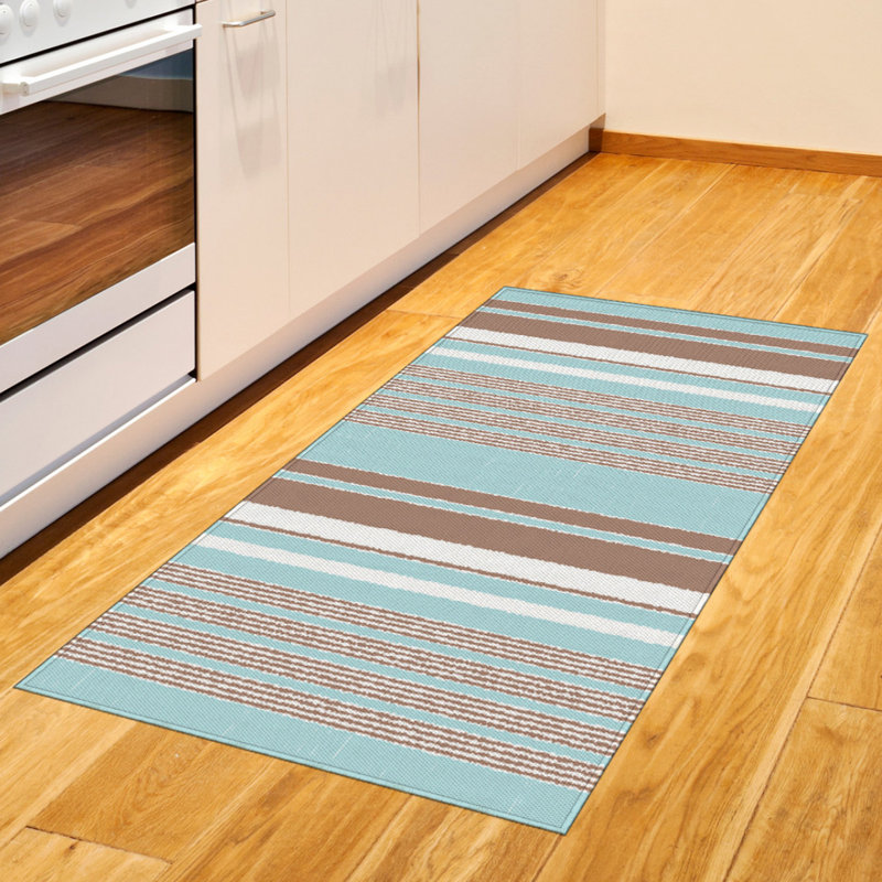 Aqua High Density Long Fiber Poly Threads Decorative Area Rug Carpet, Rectangle 2'7" x 5'