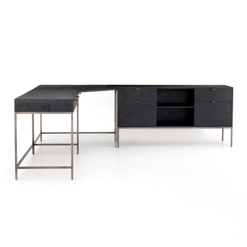 Trey Solid Wood Writing Desk, Black Wash Poplar