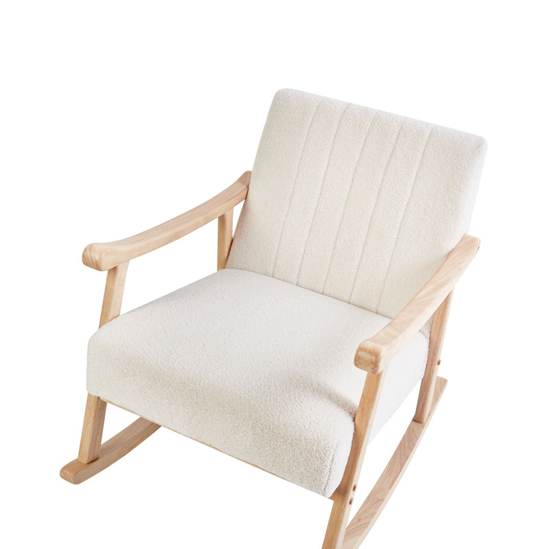 LEKNES Solid Wood Rocking Chair, White Polyester 