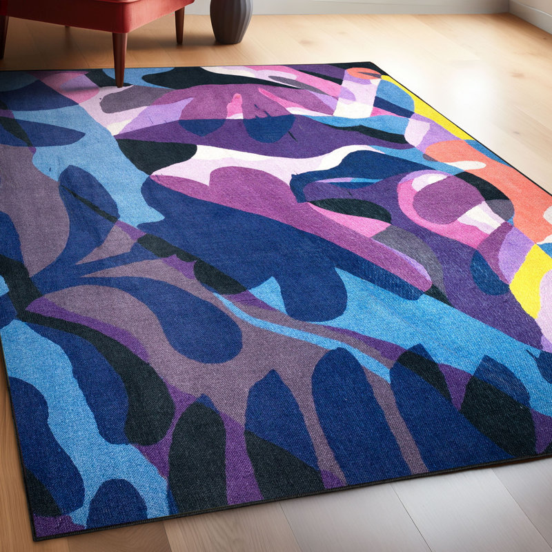  x Misha Tyutyunik The Sunday Jungle Collection Nocturne Abstract Multi Area Rug, Rectangle 7'7" x 9'10"