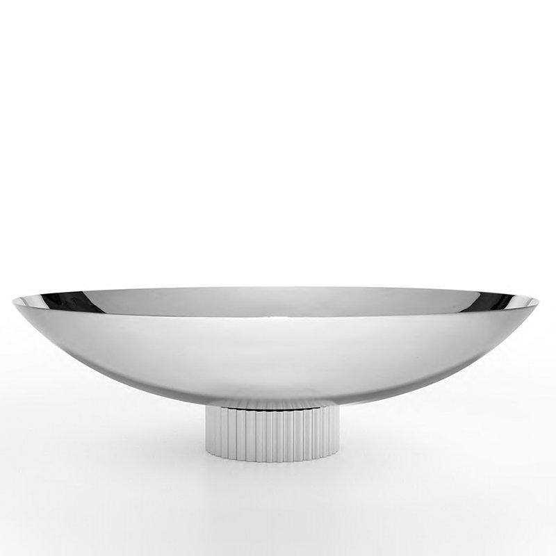 Striations Stainless Steel Fruit Bowl, Silver