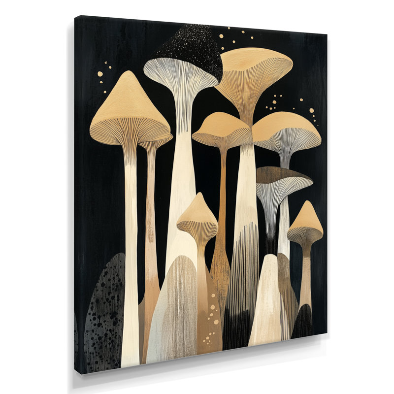 Champignons dorés en grappe - Tableau encadré sur toile, H 40 po x l 30 po, Toile tendue