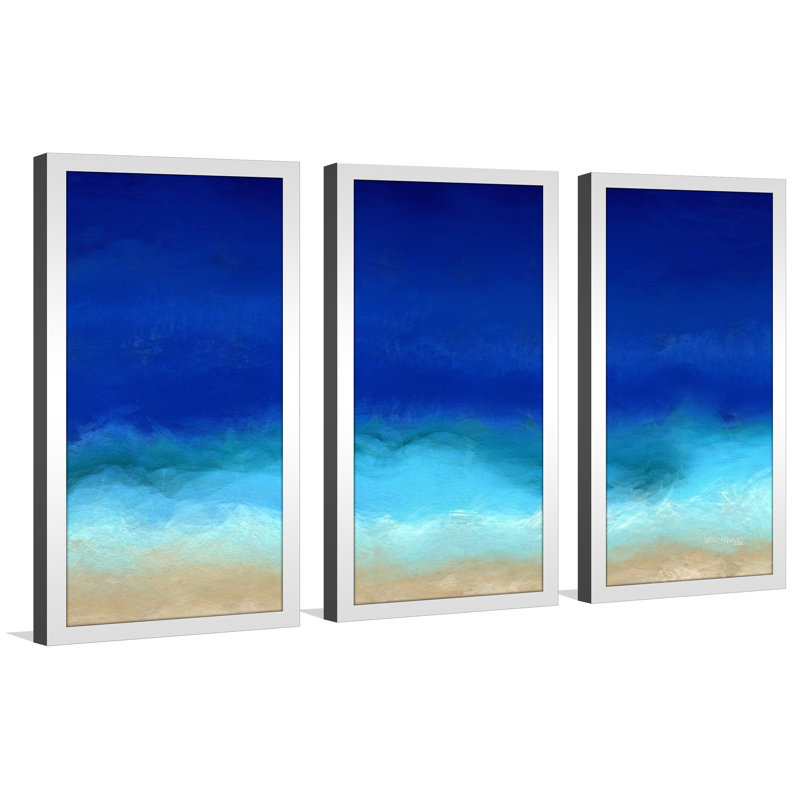 Beach Scene 8, Aqua Beach Blues - Cadre photo 3 pièces, impression multi-pièces, H 33,5 po x l 52,5 po x P 1 po