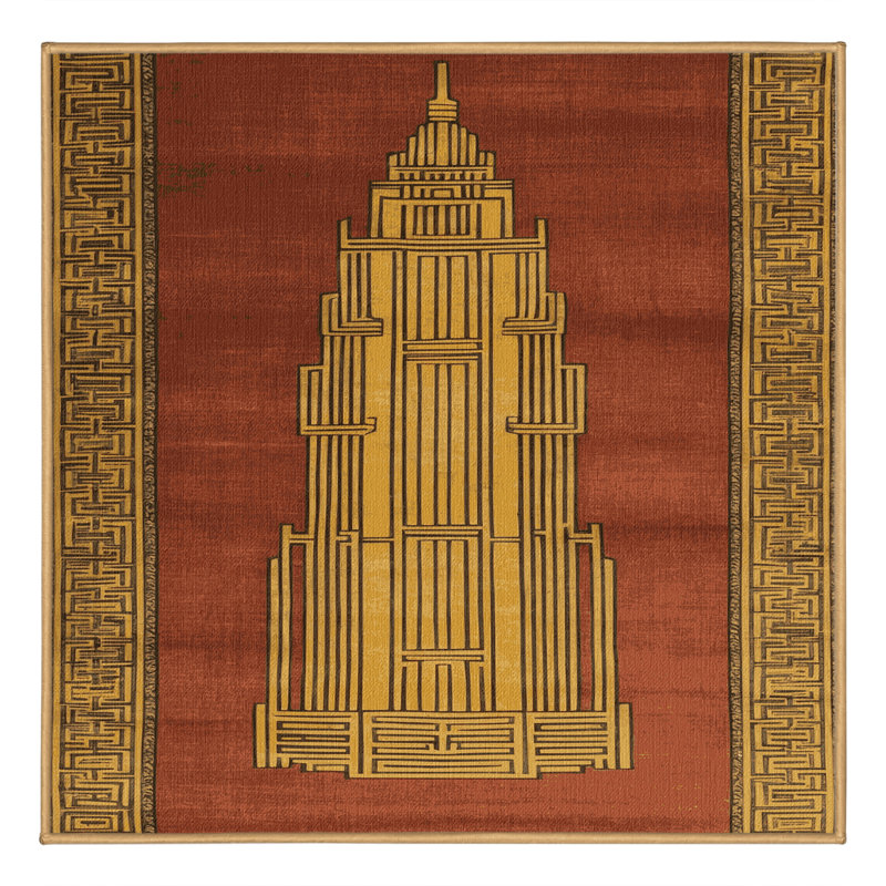 Tapis art déco brun lavable à la machine, Carré 3 pi
