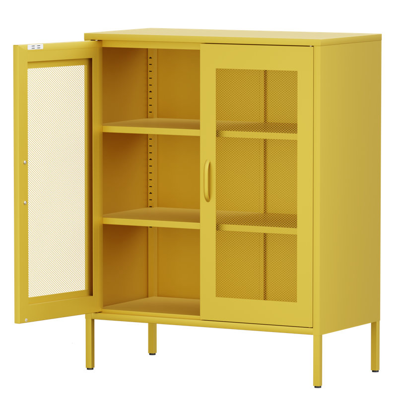 Ascena Metal Accent Cabinet, Yellow