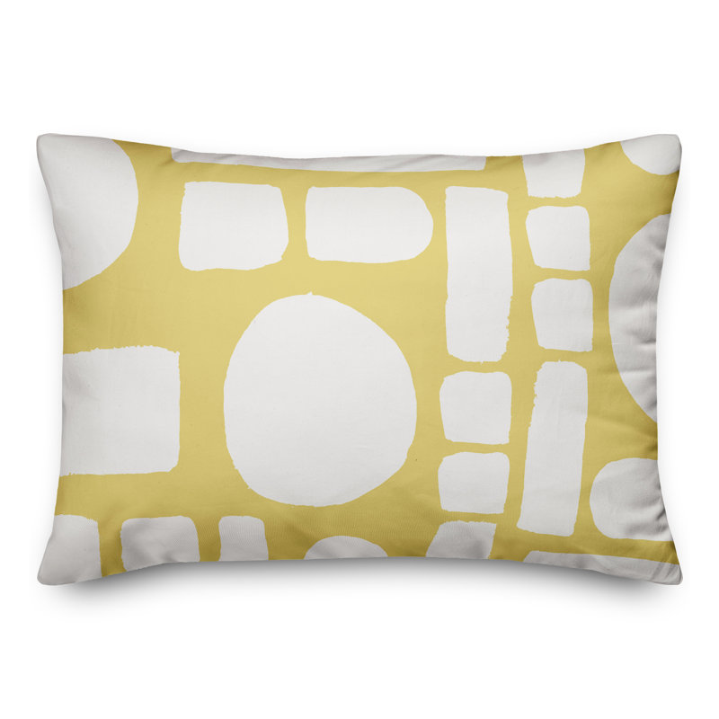  Coussin intérieur / extérieur géométrique, Jaune / Blanc