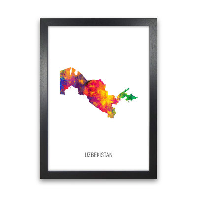 Uzbekistan Watercolour Map by Michael Tompsett - Print