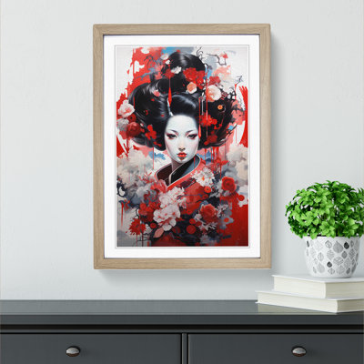 Geisha Neo Plasticism Art - Framed Print