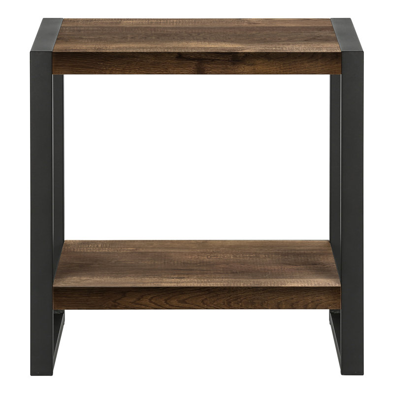 Table d'appoint, côté, bout, table de chevet, lampe, stratifié brun, métal noir, industriel, Brun