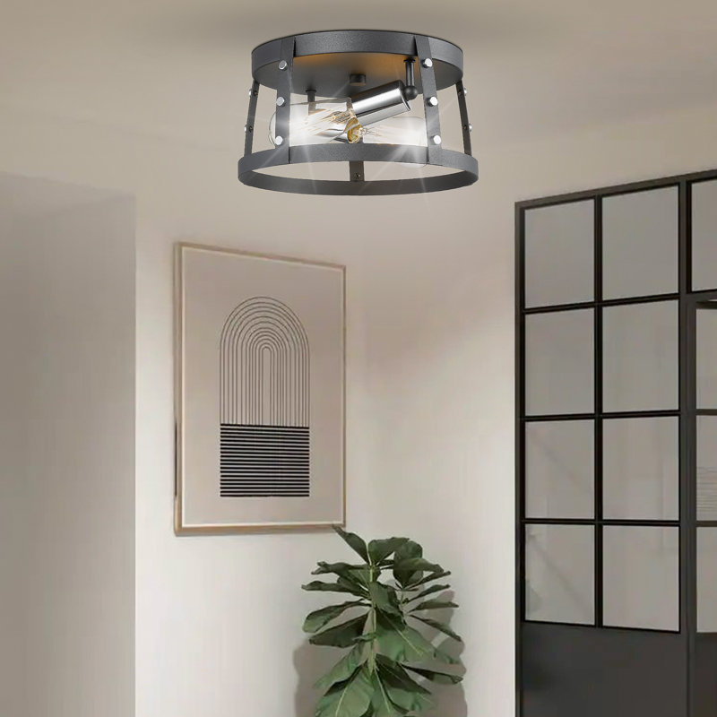 Modern Cage Ceiling Light Punk Flush Mount Light for Bedroom