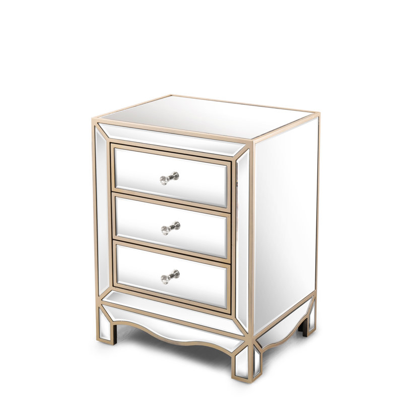 Table de chevet multifonctionnelle avec miroir - H 26 po x l 19,7 po x P 15 po