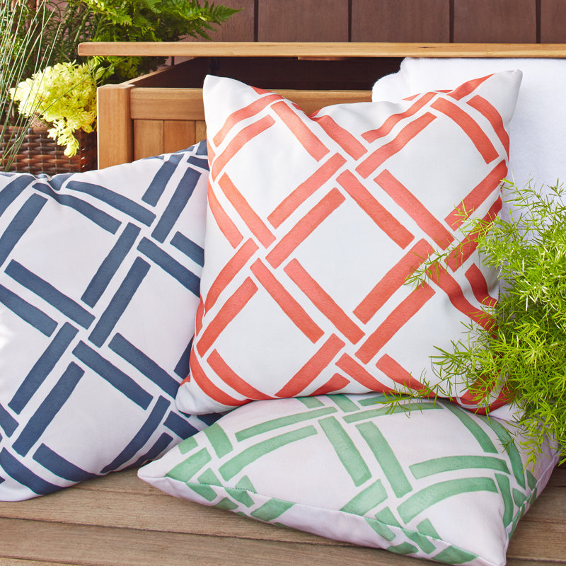 Geometric Reversible Throw Pillow, Navy, 18" x 18" 