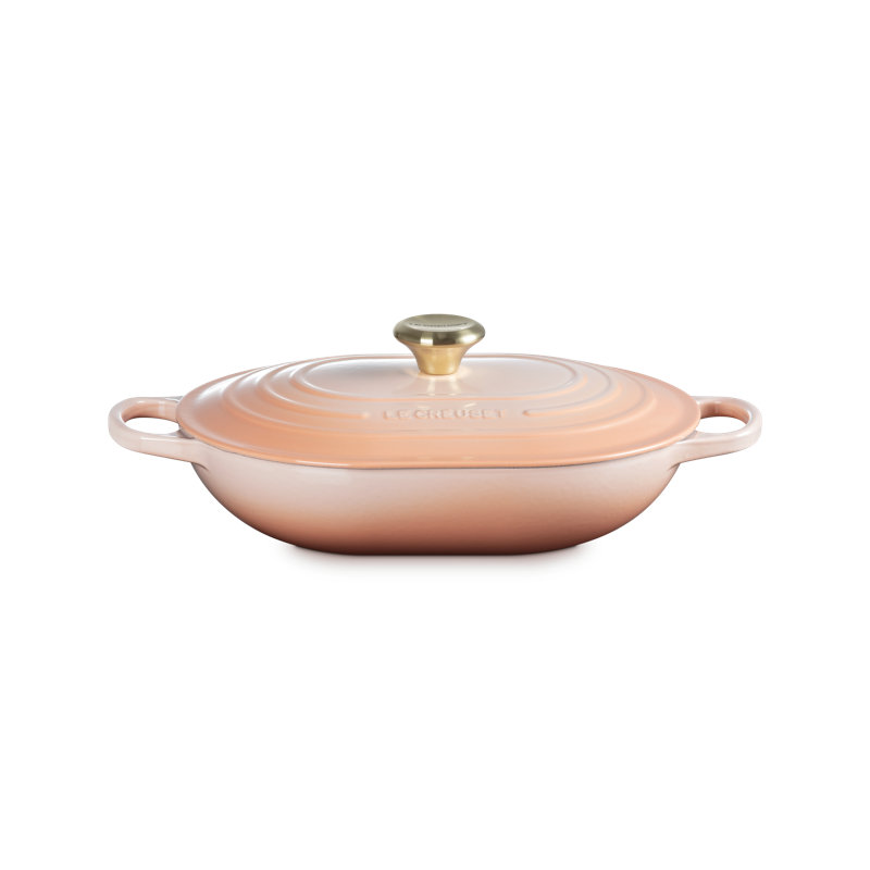 Le Creuset Enameled Cast Iron Signature Oblong Dutch Oven With Lid, 3.75 Qt. - Sea Salt, Orange
