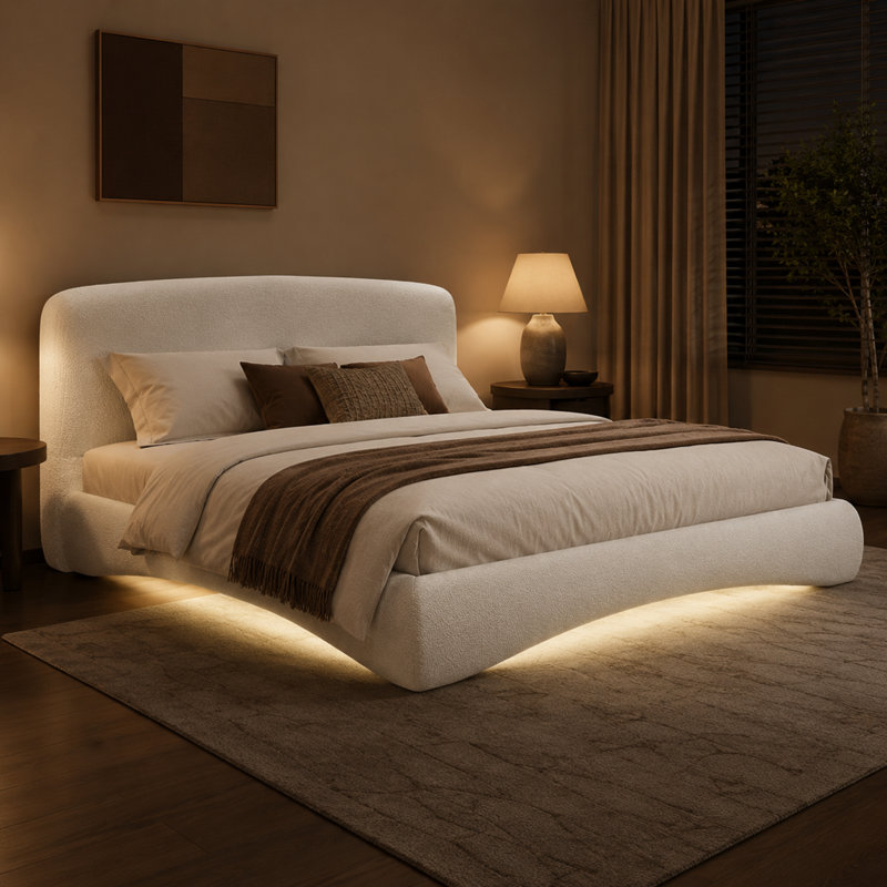 Grand lit tapissier courbé Modern Modern, Queen
