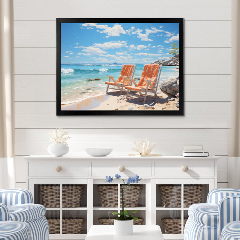 «Beach Sunkissed Sands III», reproduction sur toile encadrée, H 16 po x l 32 po x P 1 po, Cadre photo noir