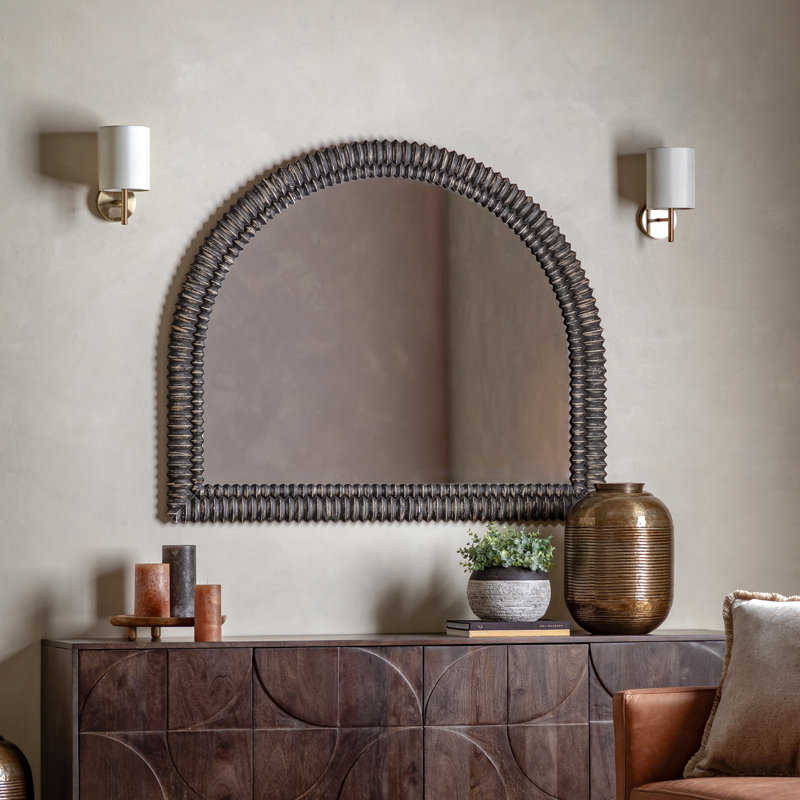Janette Wall Overmantel Mirror, 100 cm H x 120 cm W, Black Wash