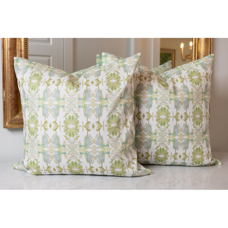 Wildflowers I Small Repeat Luxury Throw Pillow, Apple Green Floral, 22"H x 22"W