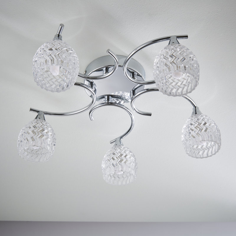 Minden Glass Semi Flush Mount, Chrome