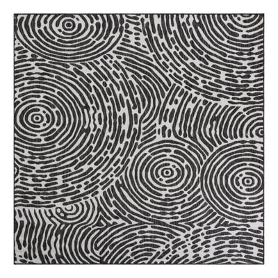 Tapis intérieur / extérieur en polypropylène géométrique tissé à la machine en noir / blanc