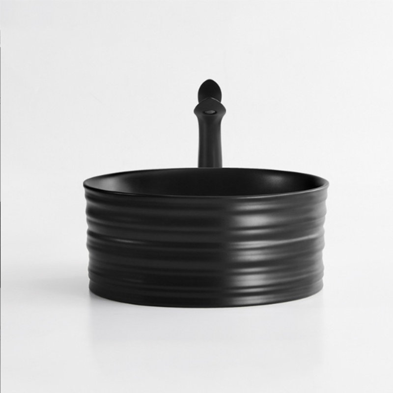 Lavabo circulaire 16 po avec finition noir mat Runden, Noir mat