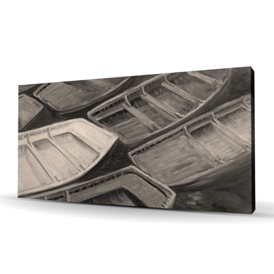 Petits canots de style sépia - décor de chambre à coucher bord de mer