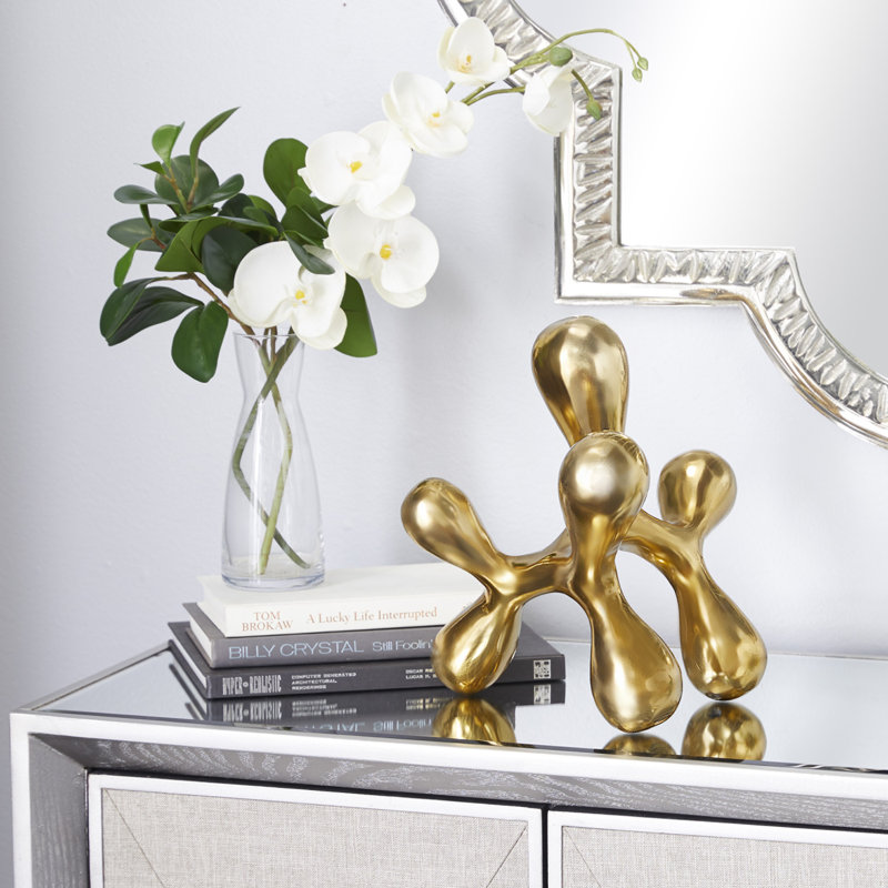 Cosmoliving By Cosmopolitan Gold Aluminum Coastal Abstract Sculpture, 12 X 11 X 11, Gold, 9" H x 10.5" W x 10" D